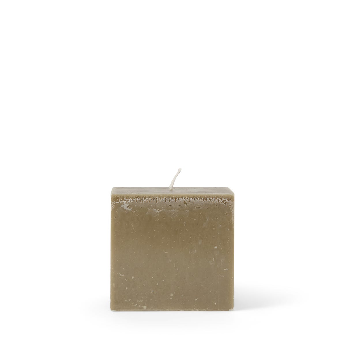 Blockljus Stearin Kub 8x8cm Khakigrön