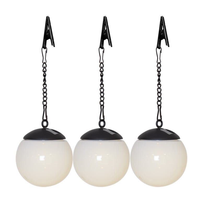 Solcellslampa Glob LED 3-p Opal Vit